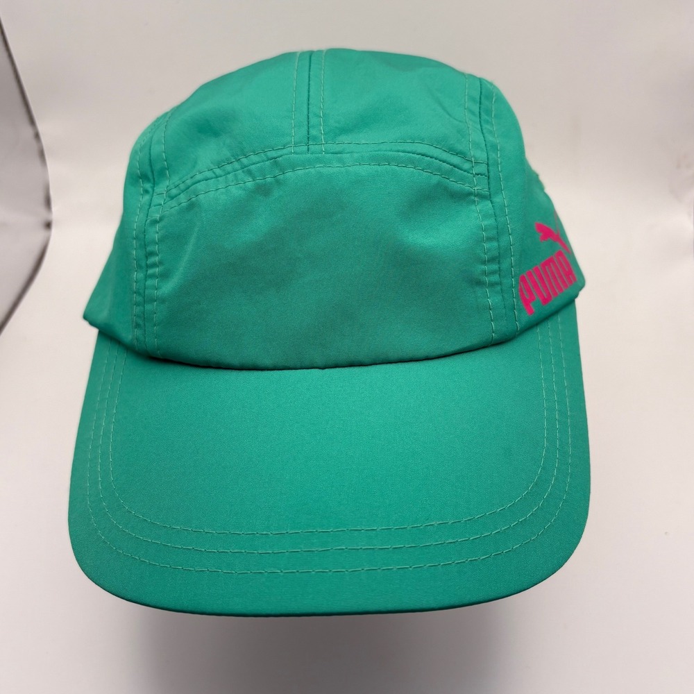 Puma Womens Teal Pink Logo Five Panel Baseball Cap One Size Adjustable Strap‎